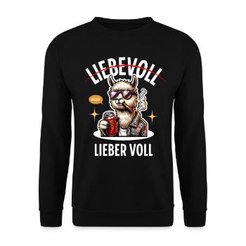 Liebevoll Lieber Voll Alpaka Bier Saufen - Unisex Pullover - Schwarz - Vorne - Alina (178cm) & Michal (187cm)