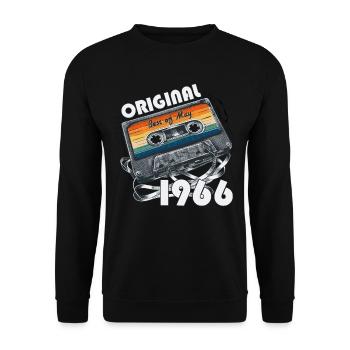 Cassette Mai 1966 Millésime 1966 Anniversaire 1966 - Sweat-shirt Unisexe - noir - Devant - Alina (178cm) & Michal (187cm)