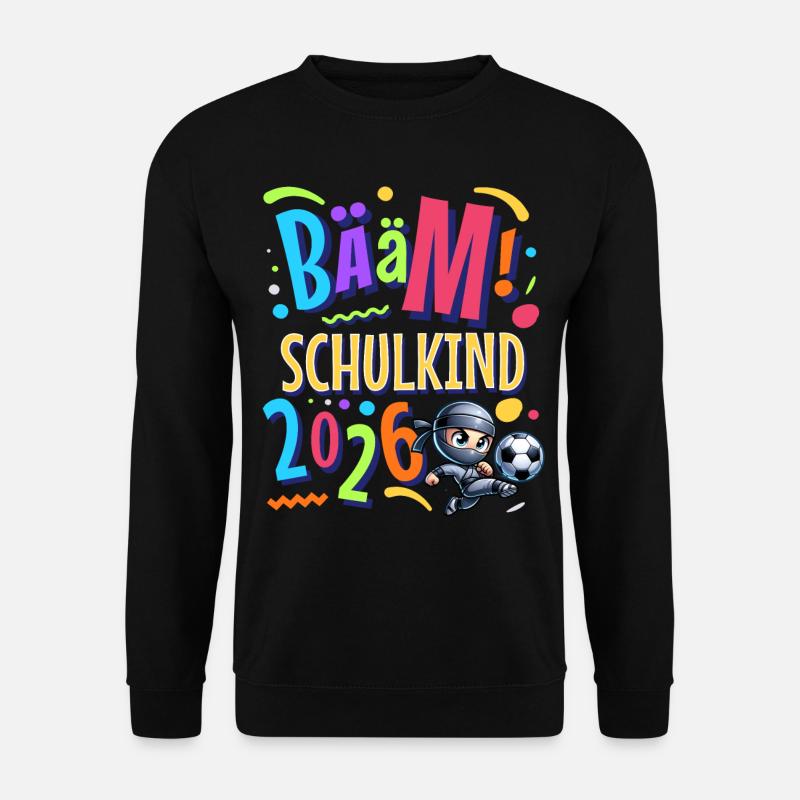 Bääm Schulkind 2026 Ninja Fußball Einschulung - Unisex Pullover - Schwarz