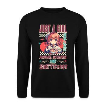 Anime Ramen Sketching - Unisex Sweatshirt - black - Front - Alina (178cm) & Michal (187cm)