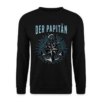 Papitän Papa Kapitän Vatertag Captain Anker Segler - Unisex Pullover - Schwarz - Vorne - Alina (178cm) & Michal (187cm)
