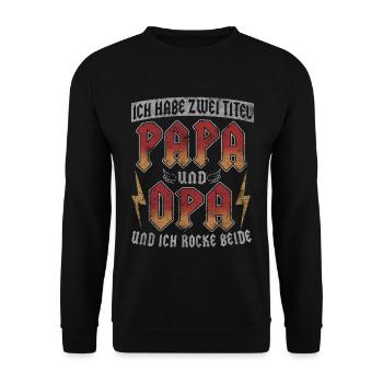 PAPA UND OPA ZWEI TITEL OPI VATERTAG GROßVATER - Unisex Pullover - Schwarz - Vorne - Alina (178cm) & Michal (187cm)