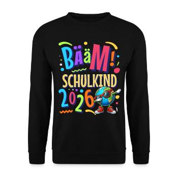 Bääm Schulkind 2026 - Unisex Pullover - Schwarz - Vorne - Alina (178cm) & Michal (187cm)