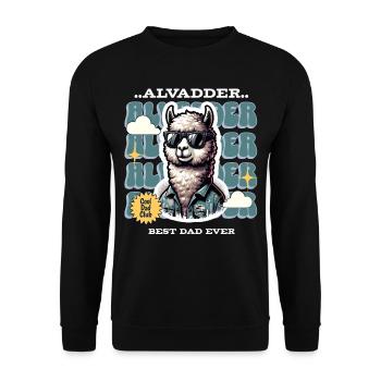 Alvadder Alpaka Papa Vater Vatertag - Unisex Pullover - Schwarz - Vorne - Alina (178cm) & Michal (187cm)
