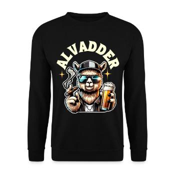 Alvadder Alpaka Papa Vater Vatertag - Unisex Pullover - Schwarz - Vorne - Alina (178cm) & Michal (187cm)