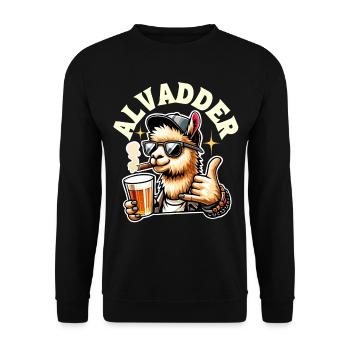 Alvadder Alpaka Papa Vater Vatertag - Unisex Pullover - Schwarz - Vorne - Alina (178cm) & Michal (187cm)
