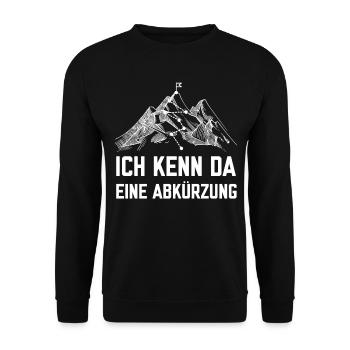 Ich kenn da eine Abkürzung lustige Berge Sprüche - Unisex Pullover - Schwarz - Vorne - Alina (178cm) & Michal (187cm)