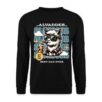 Alvadder Alpaka Papa Vater Vatertag - Unisex Pullover - Schwarz - Vorne - Alina (178cm) & Michal (187cm)