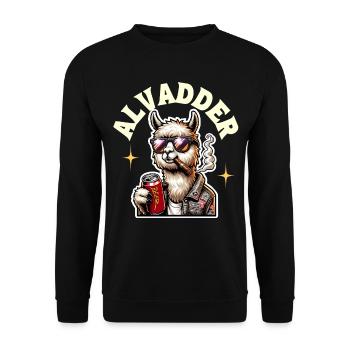 Alvadder Alpaka Papa Vater Vatertag - Unisex Pullover - Schwarz - Vorne - Alina (178cm) & Michal (187cm)