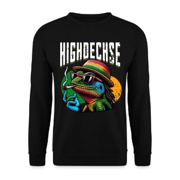 Highdechse Echsen Leguan Reptilien - Unisex Pullover - Schwarz - Vorne - Alina (178cm) & Michal (187cm)