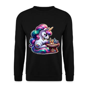 Unicorn Chess - Unisex Sweatshirt - black - Front - Alina (178cm) & Michal (187cm)