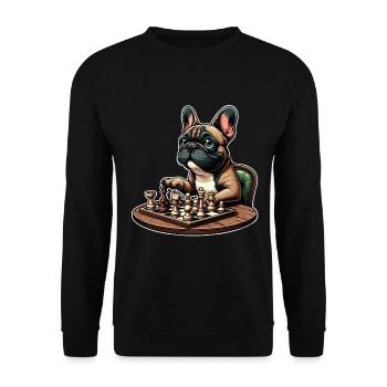 Chess French Bulldog - Unisex Sweatshirt - black - Front - Alina (178cm) & Michal (187cm)
