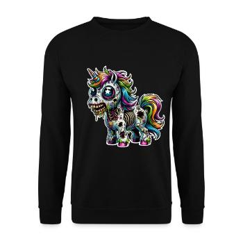 Zombie Einhorn Zombiecorn - Unisex Pullover - Schwarz - Vorne - Alina (178cm) & Michal (187cm)