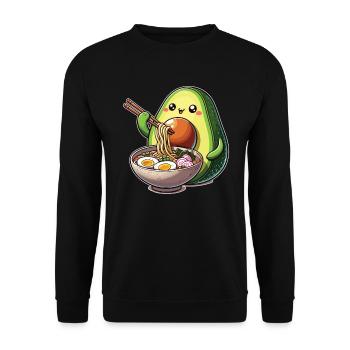Avocado with noodles ramen kawaii avocado - Unisex Sweatshirt - black - Front - Alina (178cm) & Michal (187cm)
