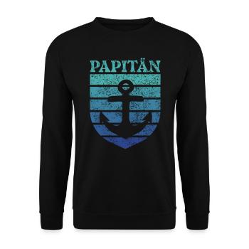 Dad Pun Captain Father's Day Papitän - Unisex Sweatshirt - black - Front - Alina (178cm) & Michal (187cm)