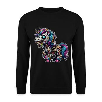 Einhorn Zombie - Unisex Pullover - Schwarz - Vorne - Alina (178cm) & Michal (187cm)