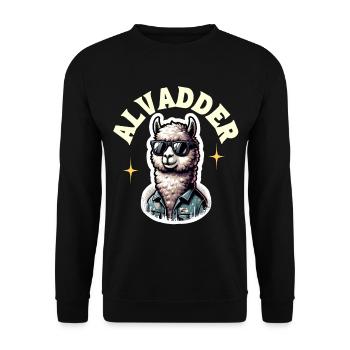 Alvadder Alpaka Papa Vater Vatertag - Unisex Pullover - Schwarz - Vorne - Alina (178cm) & Michal (187cm)