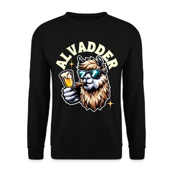 Alvadder Alpaka Papa Vater Vatertag - Unisex Pullover - Schwarz - Vorne - Alina (178cm) & Michal (187cm)