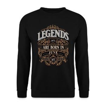 1973 Juin Naissance Anniversaire Année de naissance - Sweat-shirt Unisexe - noir - Devant - Alina (178cm) & Michal (187cm)