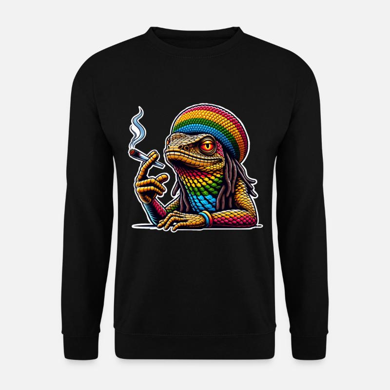 Lizard Smoking Cannabis - Unisex Sweatshirt - black