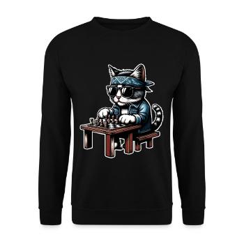 Chess Cat - Unisex Sweatshirt - black - Front - Alina (178cm) & Michal (187cm)