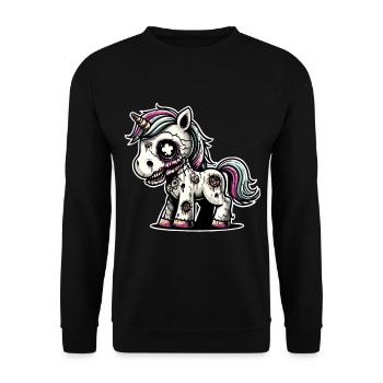 Licorne Zombie Monstre Halloween - Sweat-shirt Unisexe - noir - Devant - Alina (178cm) & Michal (187cm)