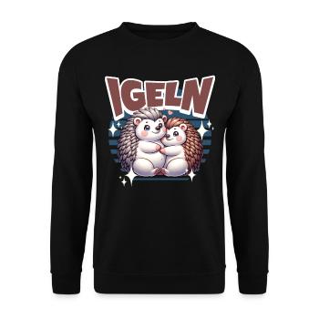 Igel Kuscheln Igeln - Unisex Pullover - Schwarz - Vorne - Alina (178cm) & Michal (187cm)