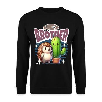 Cactus hérisson Hey Brother - Sweat-shirt Unisexe - noir - Devant - Alina (178cm) & Michal (187cm)