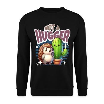 Hedgehog Cactus Not A Hugger - Unisex Sweatshirt - black - Front - Alina (178cm) & Michal (187cm)