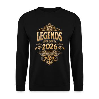 2026 Légende Anniversaire 2026 Année de naissance - Sweat-shirt Unisexe - noir - Devant - Alina (178cm) & Michal (187cm)