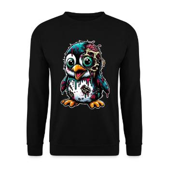 Pinguin Zombie Monster Halloween - Unisex Pullover - Schwarz - Vorne - Alina (178cm) & Michal (187cm)