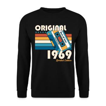 55. Geburtstag Kassette Juni 1969 Jahrgang 1969 - Unisex Pullover - Schwarz - Vorne - Alina (178cm) & Michal (187cm)