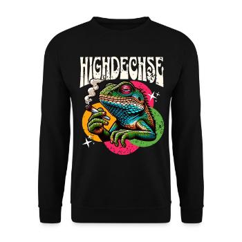 Highdechse Eidechse Reptilien - Unisex Pullover - Schwarz - Vorne - Alina (178cm) & Michal (187cm)