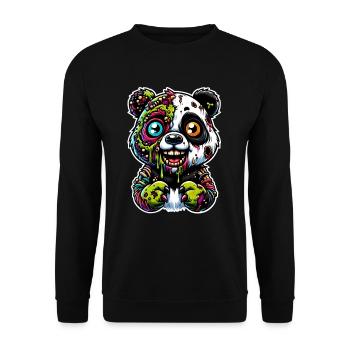Panda Zombie Monster Halloween - Unisex Pullover - Schwarz - Vorne - Alina (178cm) & Michal (187cm)