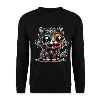 Chat Zombie Monstre Halloween - Sweat-shirt Unisexe - noir - Devant - Alina (178cm) & Michal (187cm)