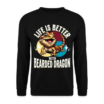 Bartagame Bartagamen Bearded Dragon - Unisex Sweatshirt - black - Front - Alina (178cm) & Michal (187cm)