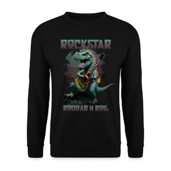 Dinosaur Playing Guitar - T-Rex Dinosaur Lover - Unisex Sweatshirt - black - Front - Alina (178cm) & Michal (187cm)