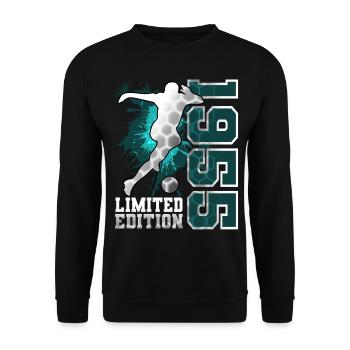 1955 Football Limited Edition Birthday - Unisex Sweatshirt - black - Front - Alina (178cm) & Michal (187cm)