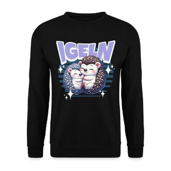 Igel Kuscheln Igeln - Unisex Pullover - Schwarz - Vorne - Alina (178cm) & Michal (187cm)