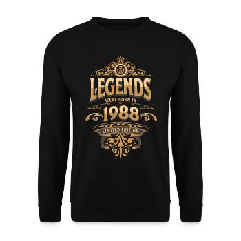 1988 Legend Birthday 1988 Year of birth - Unisex Sweatshirt - black - Front - Alina (178cm) & Michal (187cm)