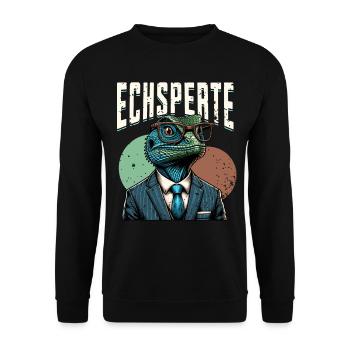 Echsperte Eidechse - Unisex Pullover - Schwarz - Vorne - Alina (178cm) & Michal (187cm)
