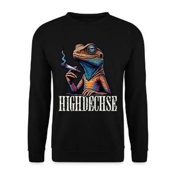 Highdechse Echsen Leguan Reptilien - Unisex Pullover - Schwarz - Vorne - Alina (178cm) & Michal (187cm)