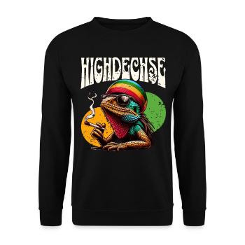Highdechse Echsen Leguan Reptilien - Unisex Pullover - Schwarz - Vorne - Alina (178cm) & Michal (187cm)