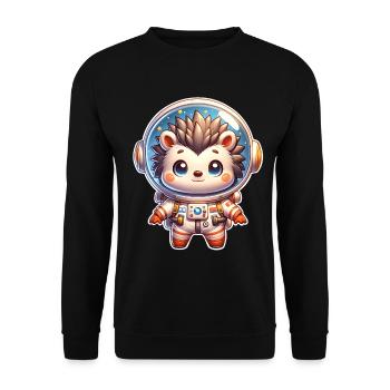 Hérisson Astronaute - Sweat-shirt Unisexe - noir - Devant - Alina (178cm) & Michal (187cm)