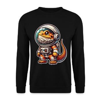Bearded Dragon Astronaut - Unisex Sweatshirt - black - Front - Alina (178cm) & Michal (187cm)
