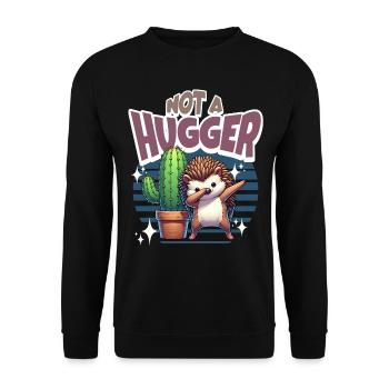 Not A Hugger Hedgehog Cactus - Unisex Sweatshirt - black - Front - Alina (178cm) & Michal (187cm)