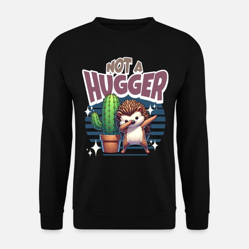 Not A Hugger Hedgehog Cactus - Unisex Sweatshirt - black