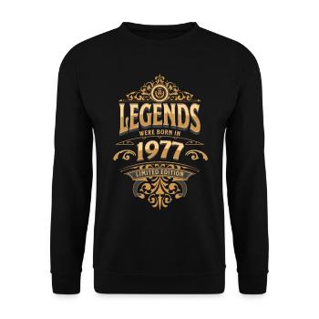 1977 Legend Birthday 1977 Year of birth - Unisex Sweatshirt - black - Front - Alina (178cm) & Michal (187cm)