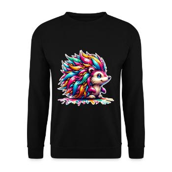 Hérisson coloré - Sweat-shirt Unisexe - noir - Devant - Alina (178cm) & Michal (187cm)