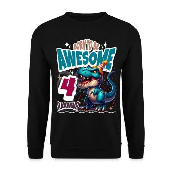 T Rex Dinosaure 4ème Anniversaire Enfants Anniversaire - Sweat-shirt Unisexe - noir - Devant - Alina (178cm) & Michal (187cm)